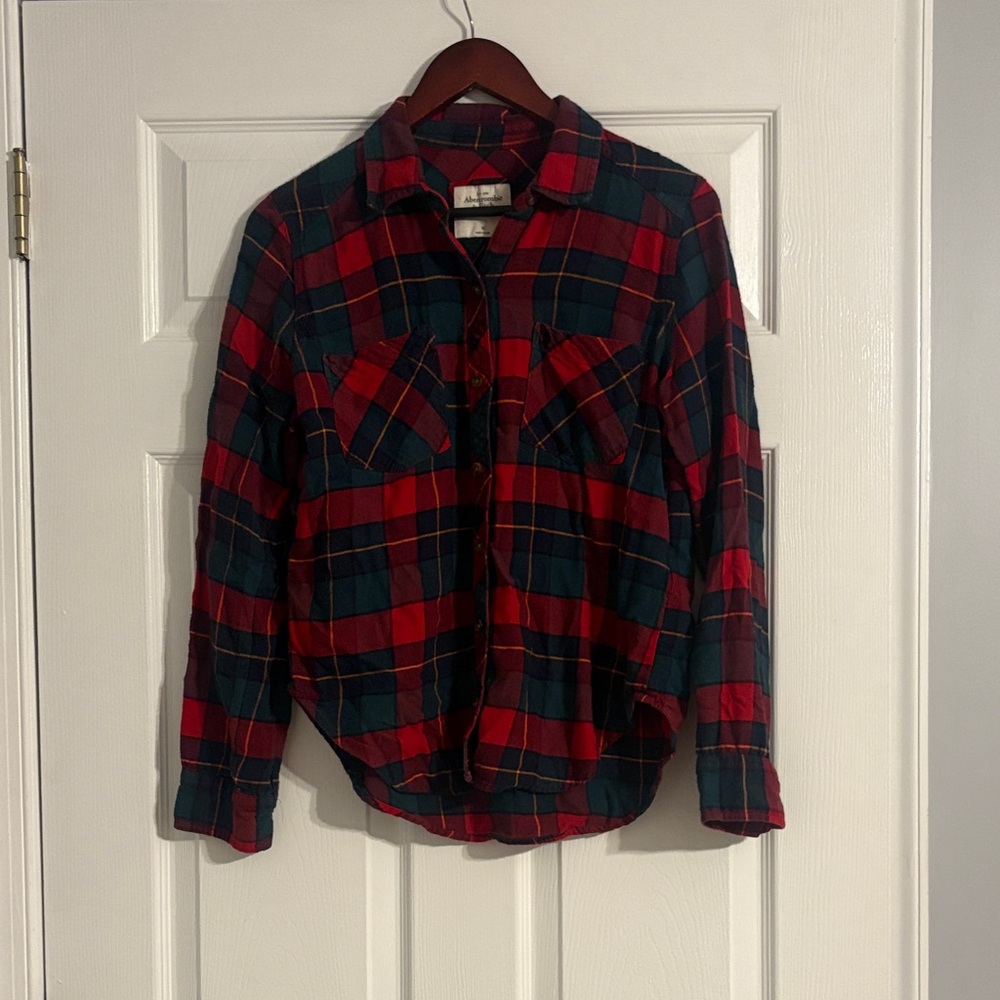 Abercrombie & Fitch Red Plaid Flannel Shirt